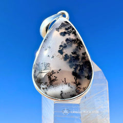 Dendritic Agate Merlinite Teardrop Silver Pendant