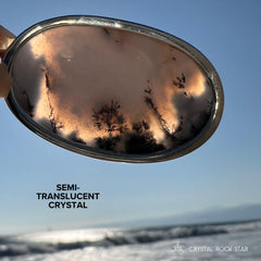 Dendritic Agate Merlinite Crystal Silver Oval Pendant