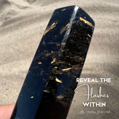 Nuummite Point Wand Crystal Tower Obelisk 3.5"