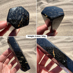 Nuummite Point Wand Crystal Tower Obelisk 3.5"