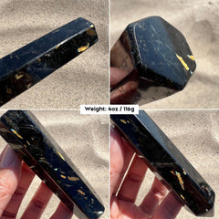Greenland Nuummite Point Wand Tower Obelisk 3.9"