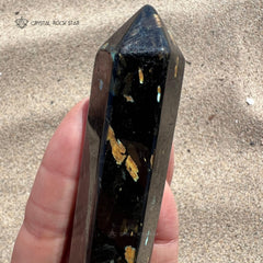 Greenland Nuummite Point Wand Tower Obelisk 3.9"