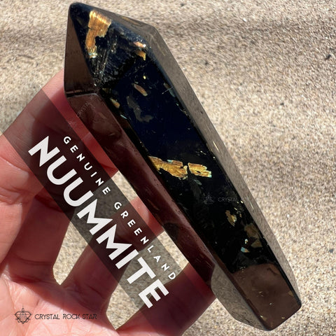 Greenland Nuummite Point Wand Tower Obelisk 3.9"