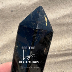 Nuummite Point Wand Protection Tower Obelisk 3.7"