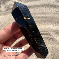 Nuummite Point Wand Crystal Tower Obelisk 3.5"