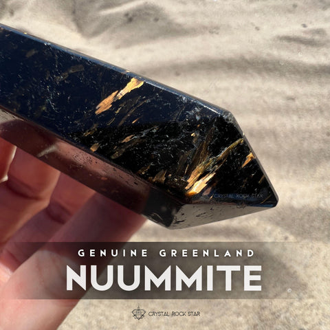 Nuummite Point Wand Crystal Tower Obelisk 3.5"