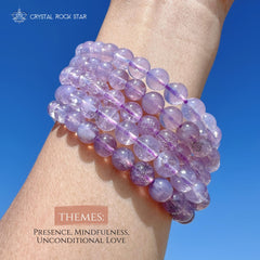 Lavender Moon Quartz Beaded Stretch Bracelet