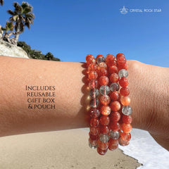 Sparkly Sunstone Beryl Beaded Stretch Bracelet 6mm