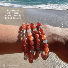 Sparkly Sunstone Beryl Beaded Stretch Bracelet 6mm