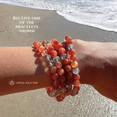 Sparkly Sunstone Beryl Beaded Stretch Bracelet 6mm