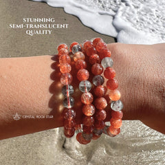 Sparkly Sunstone Beryl Beaded Stretch Bracelet 6mm