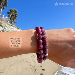 Pink Ruby Crystal Bracelet 9mm Beads