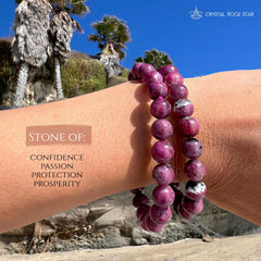 Pink Ruby Crystal Bracelet 9mm Beads