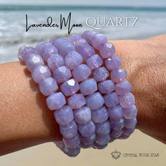 Lavender Moon Quartz Faceted Bead Bracelet 8mm