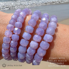 Lavender Moon Quartz Faceted Bead Bracelet 8mm
