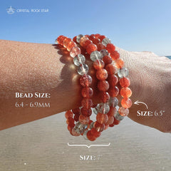 Sparkly Sunstone Beryl Beaded Stretch Bracelet 6mm
