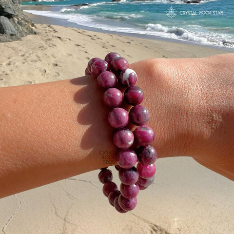 Pink Ruby Crystal Bracelet 9mm Beads