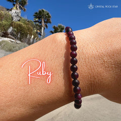 Natural Ruby Crystal Bracelet 4mm Beads