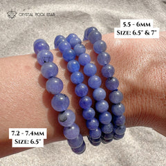 Tanzanite Beaded Bracelet 6mm 7mm