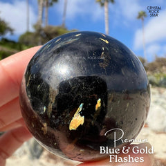 Nuummite Greenland Sphere Blue Gold Flash