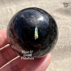 Rare Blue Nuummite Premium Flashy Sphere