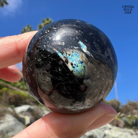 Rare Blue Nuummite Premium Flashy Sphere