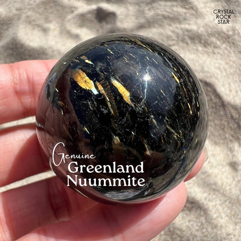 Shooting Stars Flashy Nuummite Sphere