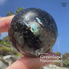 Flashy Nuummite Premium Sphere - Genuine Greenland Crystal Ball - Empath Protection 1.5" Palm Stone Orb - Rare Blue and Gold Flash