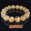 Golden Rutilated Quartz Bracelet Gold Rutile 13 mm Large Authentic Crystal Beads Energetic Jewelry CrystalRockStar Los Angeles