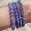Tanzanite Beaded Crystal Stretch Bracelet - Rare Violet-Blue Zoisite Round Beads 6mm 7mm Chakra Balancing Stone Clearing December Birthstone