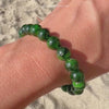 Chrome Diopside Stretch Bracelet - Genuine Green Natural Crystal A Grade 8mm Beads - Heart Root Chakra Stone - Size 6.5"