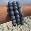 Blue Coral Beaded Stretch Bracelet 10mm Beads - Natural Ocean Aragonite Coral Jewelry 7"