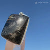 Flashy Nuummite Pendant, Genuine Greenland Rare 3 Billion Years Old Empath Protection Rectangle Stone, Sterling Silver, Blue Gold Flash