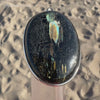 Premium Greenland Nuummite Pendant, Genuine 3 Billion Years Old Empath Protection Stone, 925 Sterling Silver, Large Oval Blue Gold Flashy