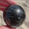 Flashy Nuummite Premium Sphere - Genuine Greenland Crystal Ball - Empath Protection 1.6" Palm Stone Orb - Blue Gold Flash