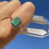 Genuine Emerald Halo Sterling Silver Ring 1.1ct - Size 9 - Natural May Birthstone Ring 7x5mm - Engagement Ring - Colombia
