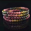 Rainbow Tourmaline Stretch Bead Bracelet, A Grade 5mm Multicolor Round Beads, Chakra Balancing, Watermelon Pink Green Blue Gold Crystals