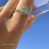 Natural Emerald Halo Ring - Sterling Silver - Size 7 - Oval 0.3ct Genuine Colombian May Birthstone Ring - Engagement Ring - Birthday Gift