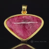 Rare Gemmy Tugtupite Pendant - Gold & Sterling Silver - Glows Fluorescent Pink - Tenebrescent - Large Triangle UV Mineral Greenland Crystal