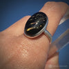 Flashy Nuummite Sterling Silver Ring - Size 7.5 - Genuine Greenland Oval Crystal - Empath Protection Sorcerer's Stone