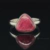 Gem Rhodonite Crystal Ring Size 8 - Triangle Shape Sterling Silver - Rare Genuine Natural Pink Crystal Jewelry - Stone of Love & Compassion