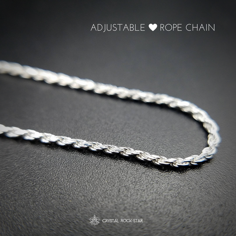 Adjustable Diamond Cut Silver Rope Chain