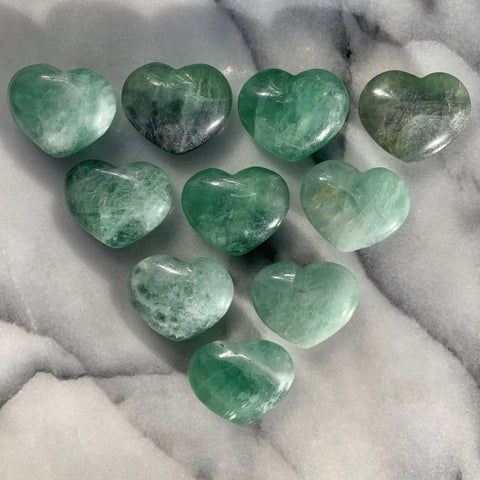 Green Fluorite Heart Palm Stone
