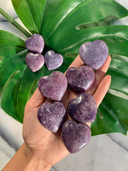 Lepidolite Heart Palm Stone 1.6"