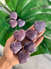 Lepidolite Heart Palm Stone 1.6"