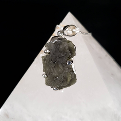 Genuine Moldavite Silver Pendant