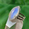 Moonstone Marquise Sterling Silver Ring Size 10 Triple Band - CrystalRockStar