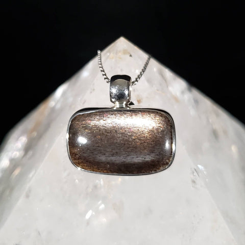 Sunstone Light and Shadow Silver Pendant