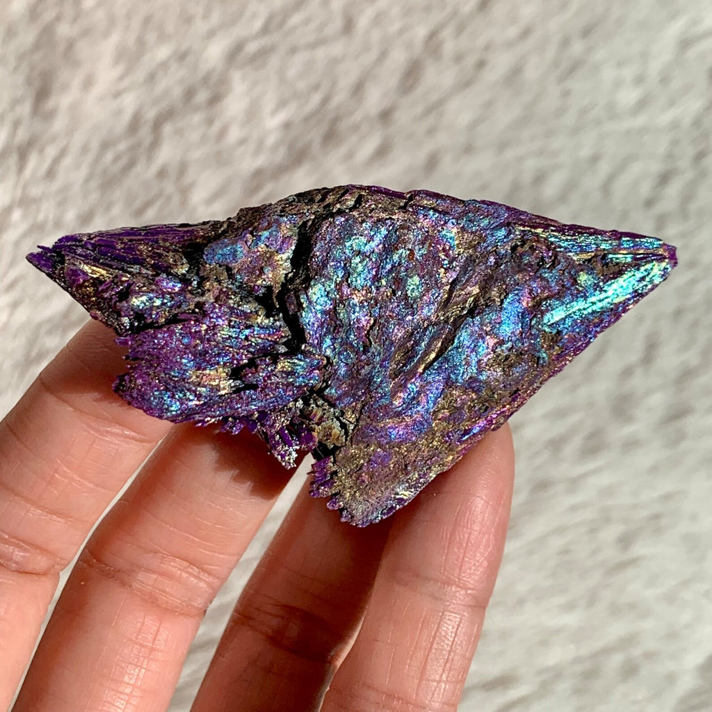 Purple Kyanite Rainbow Aura Crystal 3"