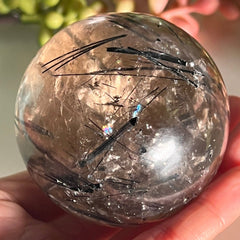 Rainbow Smoky Quartz Black Tourmaline Sphere